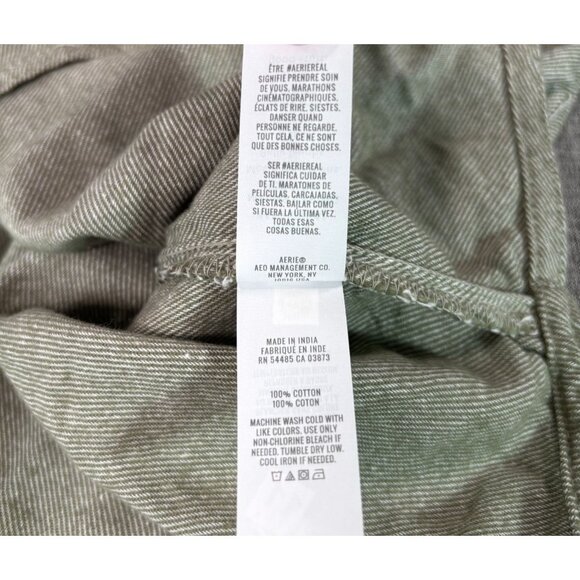 Aerie Anytime Fave Twill Shirt Medium M 100% Cotton Made In India Green - Picture 5 of 11